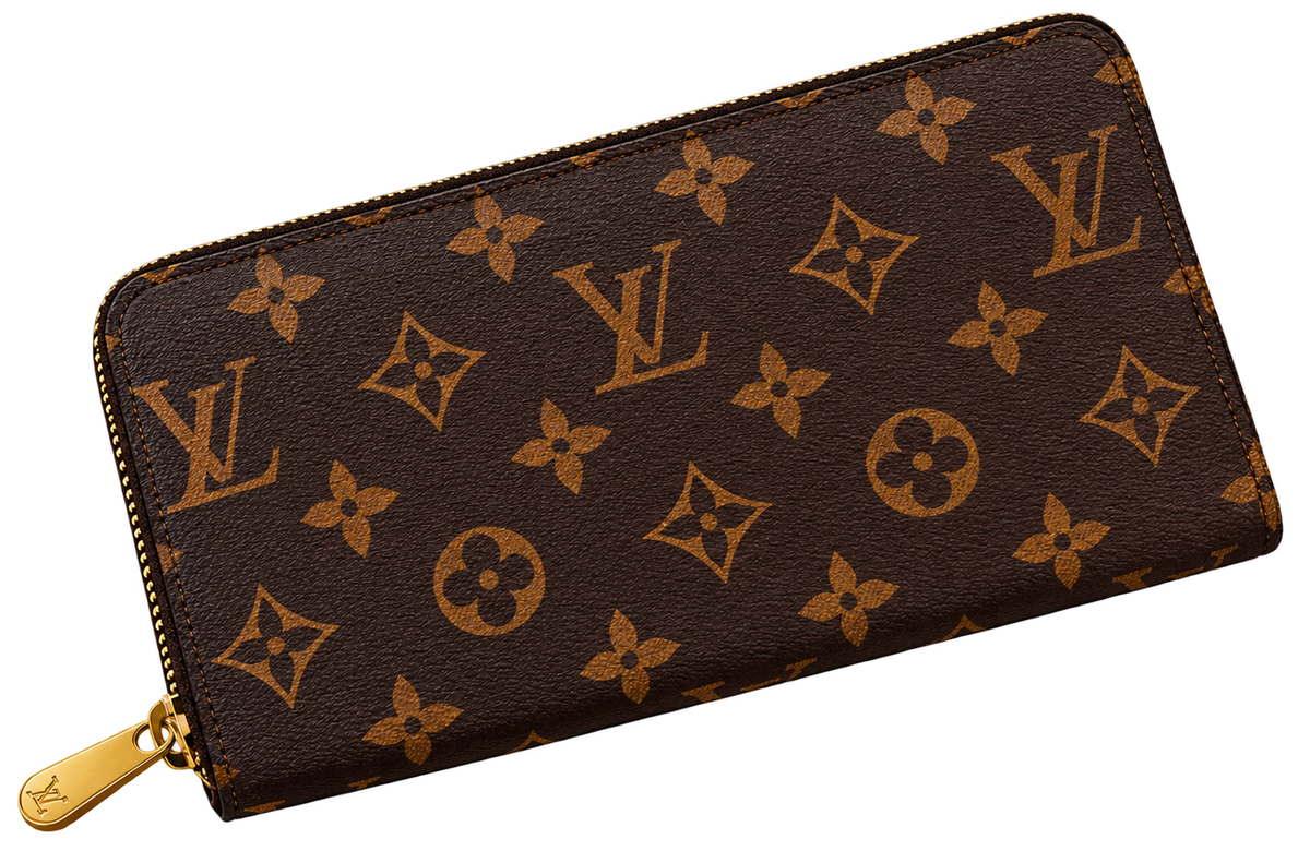 Brown LV Monogram Zip-Around Wallet